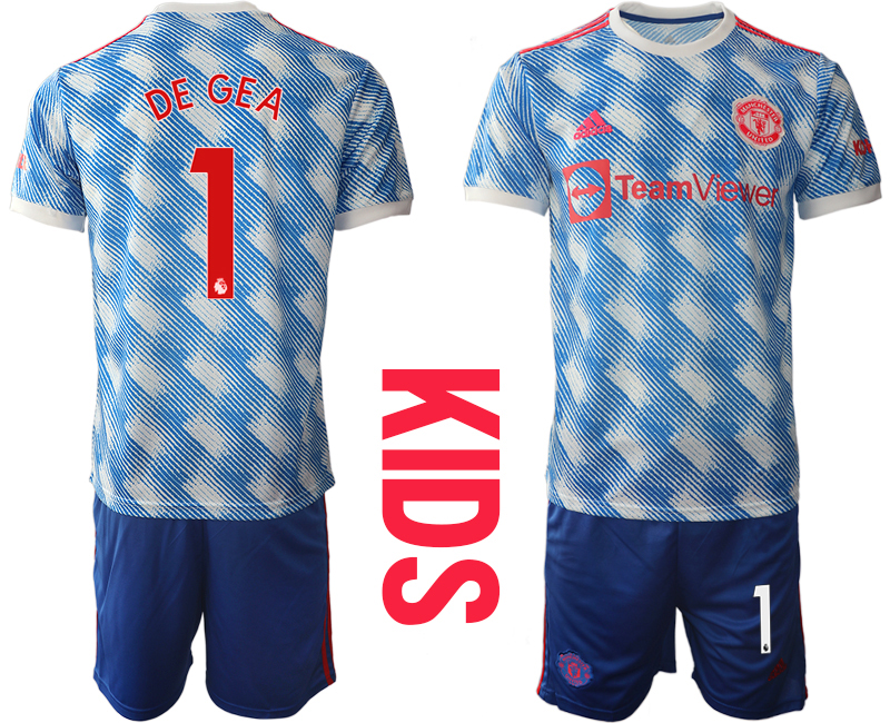 Youth 2021-2022 Club Manchester United away blue #1 Soccer Jersey